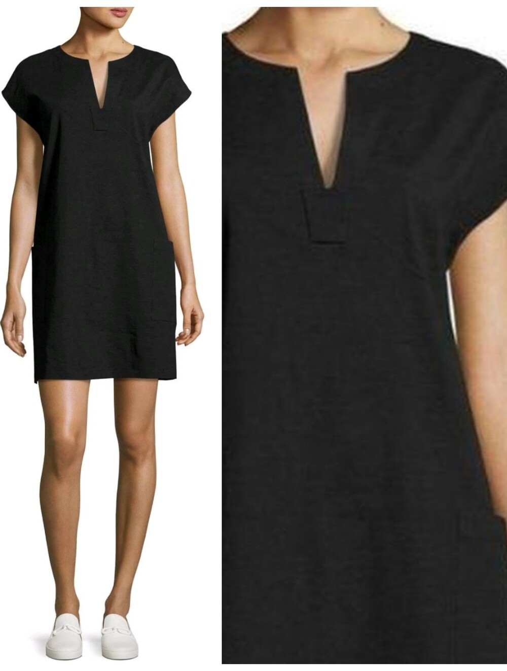 Theory $378 Concord Saturnina Crunch Linen Blend Shift Dress Women Small